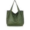 MARCO MAZZINI Zelená kožená shopper kabelka handmade