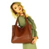 Modna torebka damska skórzany shopper bag - MARCO MAZZINI Portofino Max brąz