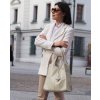 Modna torebka damska skórzany shopper bag - MARCO MAZZINI Portofino Max ivory beżowa