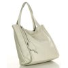 Modna torebka damska skórzany shopper bag - MARCO MAZZINI Portofino Max ivory beżowa