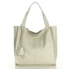Modna torebka damska skórzany shopper bag - MARCO MAZZINI Portofino Max ivory beżowa