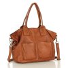 Torebka skórzana shopper bag - MARCO MAZZINI camel