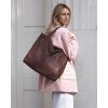 MARCO MAZZINI Hnedá kožená shopper kabelka handmade