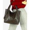 Modna torebka damska skórzany shopper bag - MARCO MAZZINI Portofino Max ciemny brąz caffe