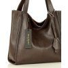 MARCO MAZZINI Tmavohnedá kožená shopper kabelka Portofino Max