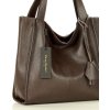 Modna torebka damska skórzany shopper bag - MARCO MAZZINI Portofino Max ciemny brąz caffe