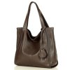 Modna torebka damska skórzany shopper bag - MARCO MAZZINI Portofino Max ciemny brąz caffe