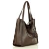 Modna torebka damska skórzany shopper bag - MARCO MAZZINI Portofino Max ciemny brąz caffe