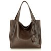 Modna torebka damska skórzany shopper bag - MARCO MAZZINI Portofino Max ciemny brąz caffe