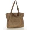 Torba damska pleciona shopper & shoulder leather bag - MARCO MAZZINI beż taupe