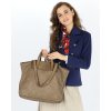 Torba damska pleciona shopper & shoulder leather bag - MARCO MAZZINI beż taupe