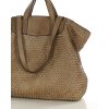 Torba damska pleciona shopper & shoulder leather bag - MARCO MAZZINI beż taupe