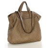 Torba damska pleciona shopper & shoulder leather bag - MARCO MAZZINI beż taupe