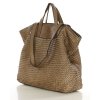 Torba damska pleciona shopper & shoulder leather bag - MARCO MAZZINI beż taupe
