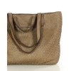 Torba damska pleciona shopper & shoulder leather bag - MARCO MAZZINI beż taupe