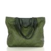 Torba damska pleciona shopper & shoulder leather bag - MARCO MAZZINI zielony militare