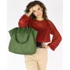 Torba damska pleciona shopper & shoulder leather bag - MARCO MAZZINI zielony militare