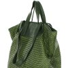 Torba damska pleciona shopper & shoulder leather bag - MARCO MAZZINI zielony militare