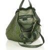 Torba damska pleciona shopper & shoulder leather bag - MARCO MAZZINI zielony militare