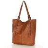 Torebka damska shopper z regulacją rączek skóra old pelle - MARCO MAZZINI brąz camel