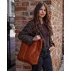 Torebka damska shopper z regulacją rączek skóra old pelle - MARCO MAZZINI brąz camel