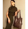 Torebka damska shopper z regulacją rączek skóra old pelle - MARCO MAZZINI brąz