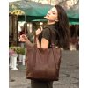 Torebka damska shopper z regulacją rączek skóra old pelle - MARCO MAZZINI brąz