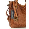 Miejska torebka z regulowanymi rączkami shopper pleciona skóra handmade - MARCO MAZZINI brąz karmel