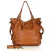 Miejska torebka z regulowanymi rączkami shopper pleciona skóra handmade - MARCO MAZZINI brąz karmel
