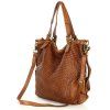 MARCO MAZZINI Camel Kožená pletená shopper kabelka
