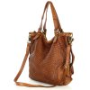 Miejska torebka z regulowanymi rączkami shopper pleciona skóra handmade - MARCO MAZZINI brąz karmel