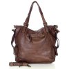 Miejska torebka z regulowanymi rączkami shopper pleciona skóra handmade - MARCO MAZZINI brąz