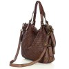Miejska torebka z regulowanymi rączkami shopper pleciona skóra handmade - MARCO MAZZINI brąz