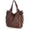 Miejska torebka z regulowanymi rączkami shopper pleciona skóra handmade - MARCO MAZZINI brąz