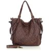 Miejska torebka z regulowanymi rączkami shopper pleciona skóra handmade - MARCO MAZZINI brąz