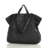 Torba damska pleciona shopper & shoulder leather bag - MARCO MAZZINI czarna