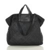 Torba damska pleciona shopper & shoulder leather bag - MARCO MAZZINI czarna