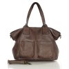 Torebka skórzana shopper bag - MARCO MAZZINI czekoladowy brąz