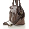 Torebka skórzana shopper bag - MARCO MAZZINI czekoladowy brąz