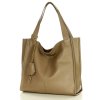 Modna torebka damska skórzany shopper bag - MARCO MAZZINI Portofino Max beżowy taupe
