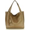Modna torebka damska skórzany shopper bag - MARCO MAZZINI Portofino Max beżowy taupe