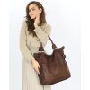 Torebka skórzana XL shopper vintage bag z kieszeniami vera pelle - MARCO MAZZINI czekoladowy brąz