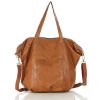 Torba damska skórzana shopper z kieszeniami - It bag MARCO MAZZINI brąz camel