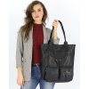 Duża torba shopper z przegródkami skóra naturalna - MARCO MAZZINI czarny