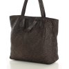 Torba damska pleciona shopper & shoulder leather bag - MARCO MAZZINI brąz caffe