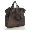 Torba damska pleciona shopper & shoulder leather bag - MARCO MAZZINI brąz caffe
