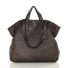 Torba damska pleciona shopper & shoulder leather bag - MARCO MAZZINI brąz caffe
