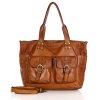 Torba skórzana shopper XL na ramię z dwoma kieszeniami MARCO MAZZINI brąz camel