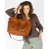 Torba skórzana shopper XL na ramię z dwoma kieszeniami MARCO MAZZINI brąz camel