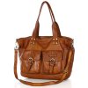 Torba skórzana shopper XL na ramię z dwoma kieszeniami MARCO MAZZINI brąz camel